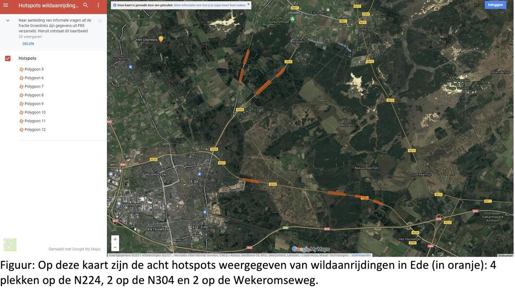 Hotspots wildaanrijdingen Ede